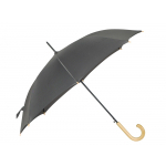 Зонт-трость 1134 Okobrella с деревянной ручкой и куполом из переработанного пластика, серый, фото 2
