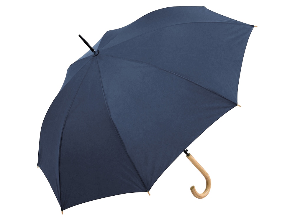 Зонт-трость 1134 Okobrella с деревянной ручкой и куполом из переработанного пластика, navy - купить оптом