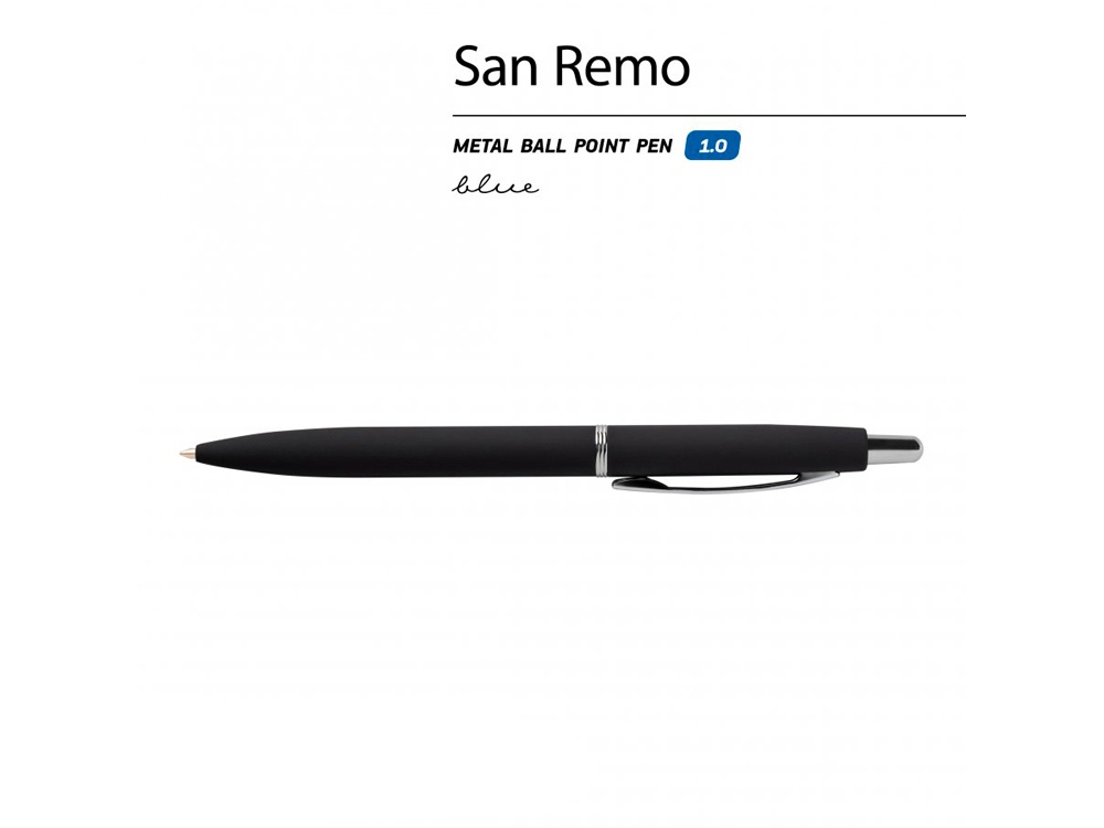 Ручка SAN REMO шариковая  автоматическая, черный металлический корпус, 1.00 мм, синяя - купить оптом