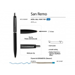 Ручка SAN REMO шариковая  автоматическая, черный металлический корпус, 1.00 мм, синяя, фото 2