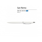 Ручка SAN REMO шариковая, автоматическая, белый металлический корпус 1.00 мм, синяя, фото 1