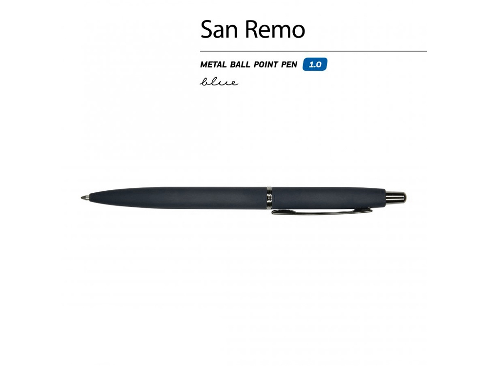 Ручка SAN REMO шариковая, автоматическая, темно-синий металлический корпус 1.00 мм, синяя - купить оптом