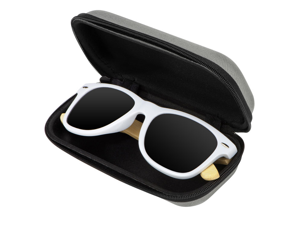 Солнцезащитные очки Rockwood с бамбуковыми дужками в сером футляре, белый - купить оптом