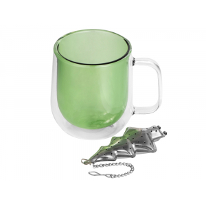 Набор Bergamot: кружка и ситечко для чая, зеленый - купить оптом