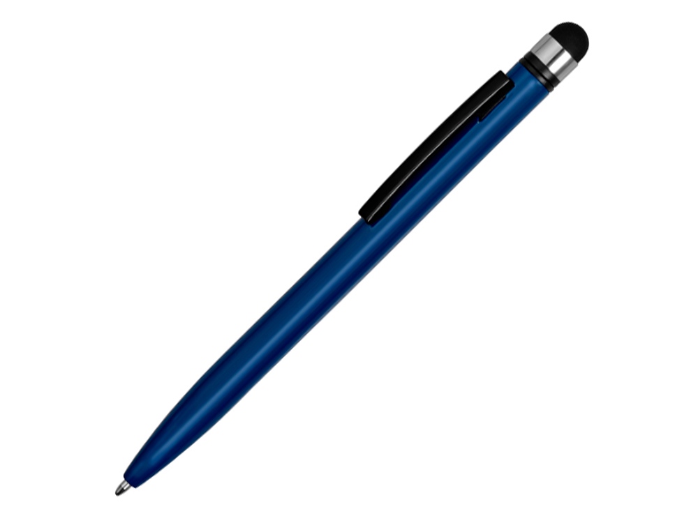 Ручка-стилус пластиковая шариковая Poke, синий/черный - купить оптом