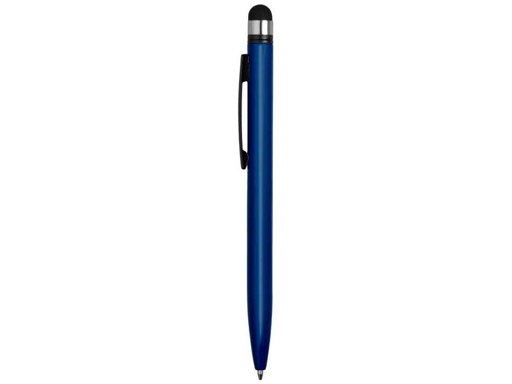 Ручка-стилус пластиковая шариковая Poke, синий/черный - купить оптом