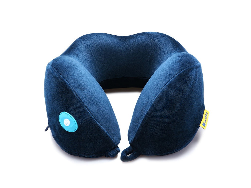 Подушка для путешествий со встроенным массажером Massage Tranquility Pillow, синий - купить оптом