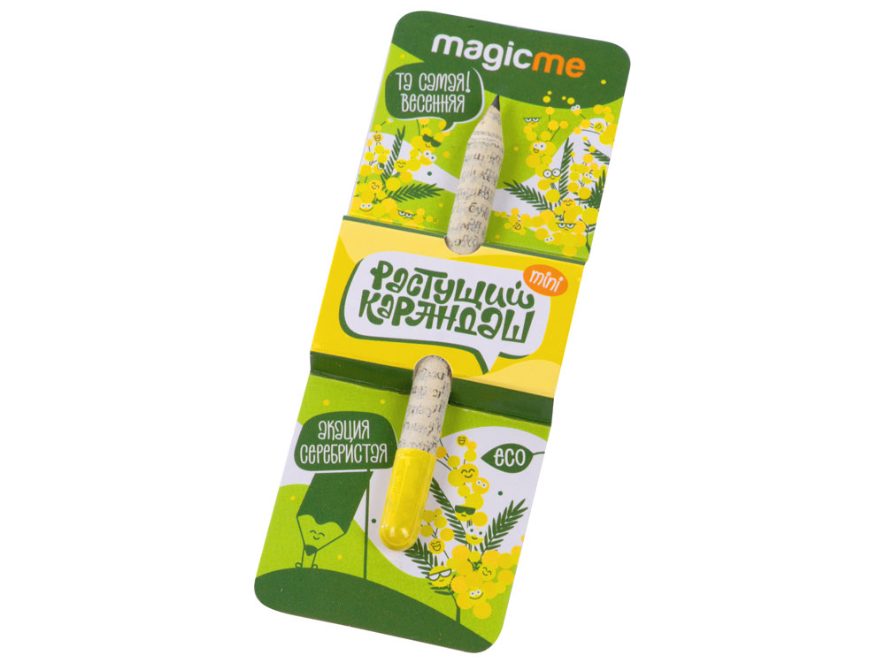 Растущий карандаш mini Magicme (1шт) - Акация Серебристая, серый/желтый - купить оптом