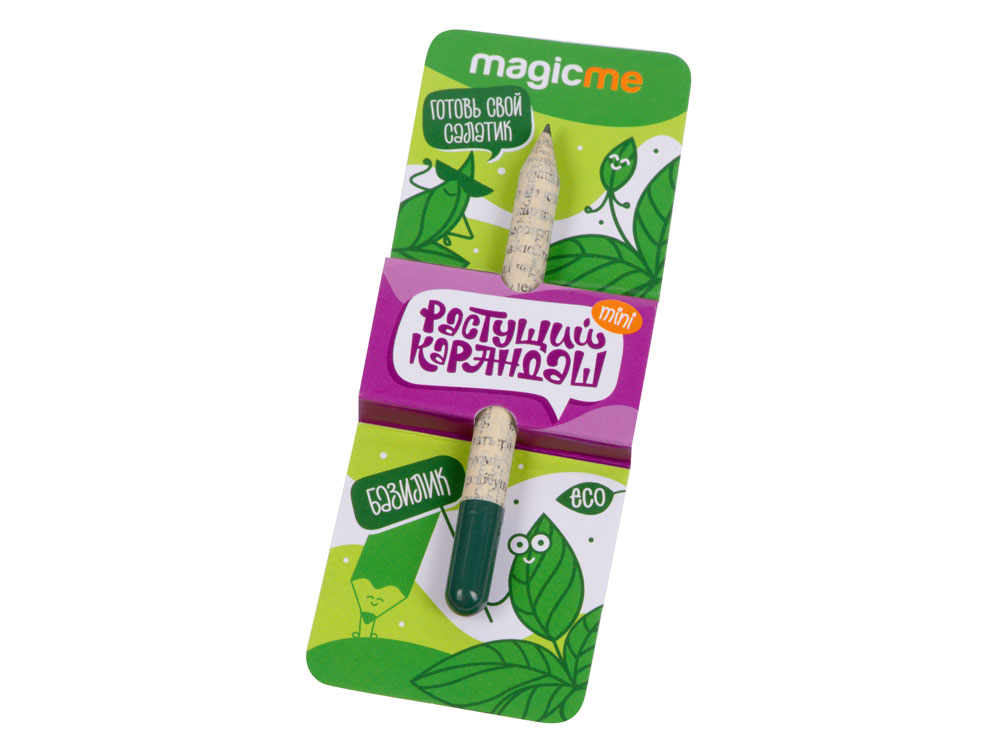 Растущий карандаш mini Magicme (1шт) - Базилик, серый/зеленый - купить оптом