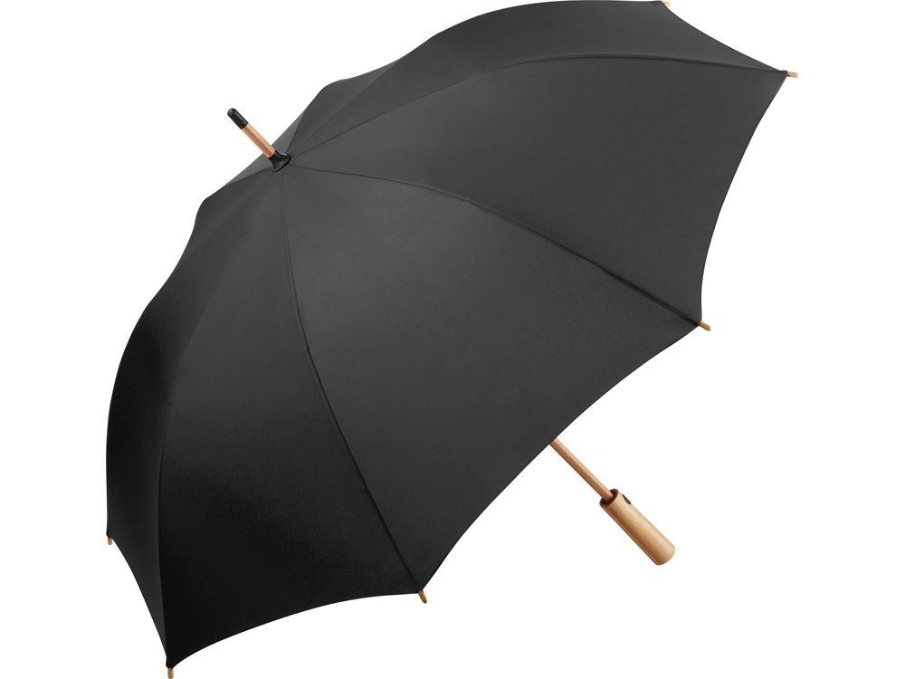 Зонт-трость 7379 Okobrella бамбуковый, полуавтомат, черный - купить оптом