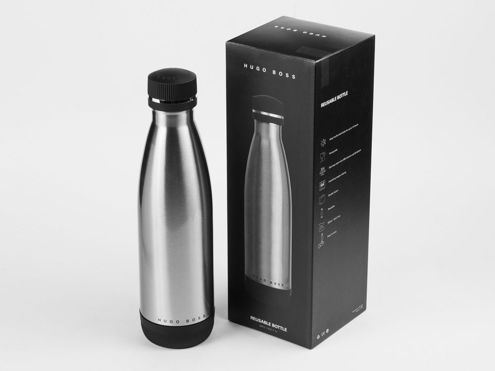 Термобутылка с вакуумной изоляцией Matrix  Silver,  Hugo Boss (Р), серебристый - купить оптом