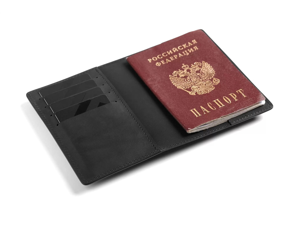 Обложка для паспорта Нит, черный - купить оптом
