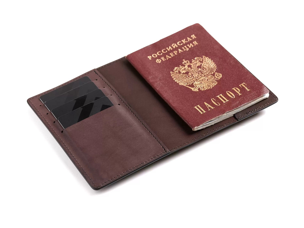 Обложка для паспорта Нит, коричневый - купить оптом