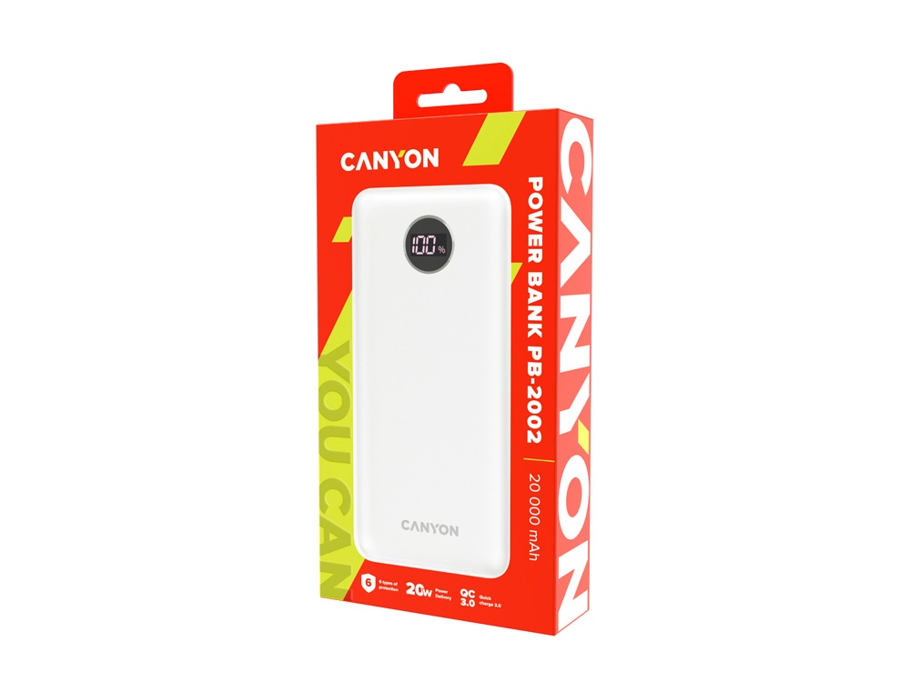 Портативный аккумулятор Canyon PB-2002 (CNE-CPB2002W), белый - купить оптом