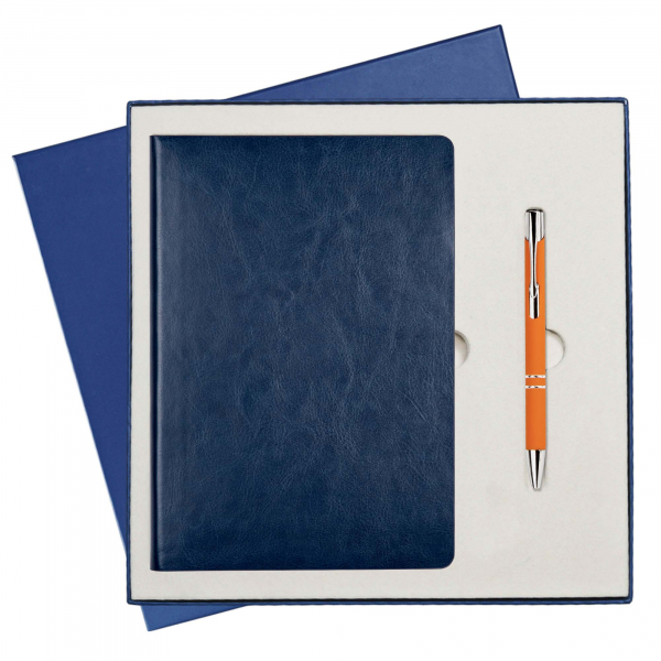 Подарочный набор River Side, синий (ежедневник, ручка) беж. ложемент - купить оптом