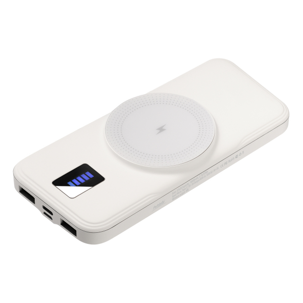 Внешний аккумулятор с подсветкой и беспроводной зарядкой Ultra Wireless Magnetic 10000 mAh, белый - купить оптом
