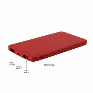 Внешний аккумулятор Bplanner Power 1 ST, софт-тач, 5000 mAh (Красный) - купить оптом