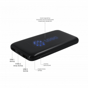 Внешний аккумулятор с подсветкой Bplanner Power 4 ST, 8000 mAh (Синий) - купить оптом