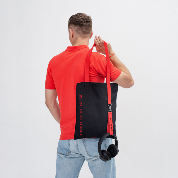 Шоппер Superbag black (чёрный с красным) - купить оптом