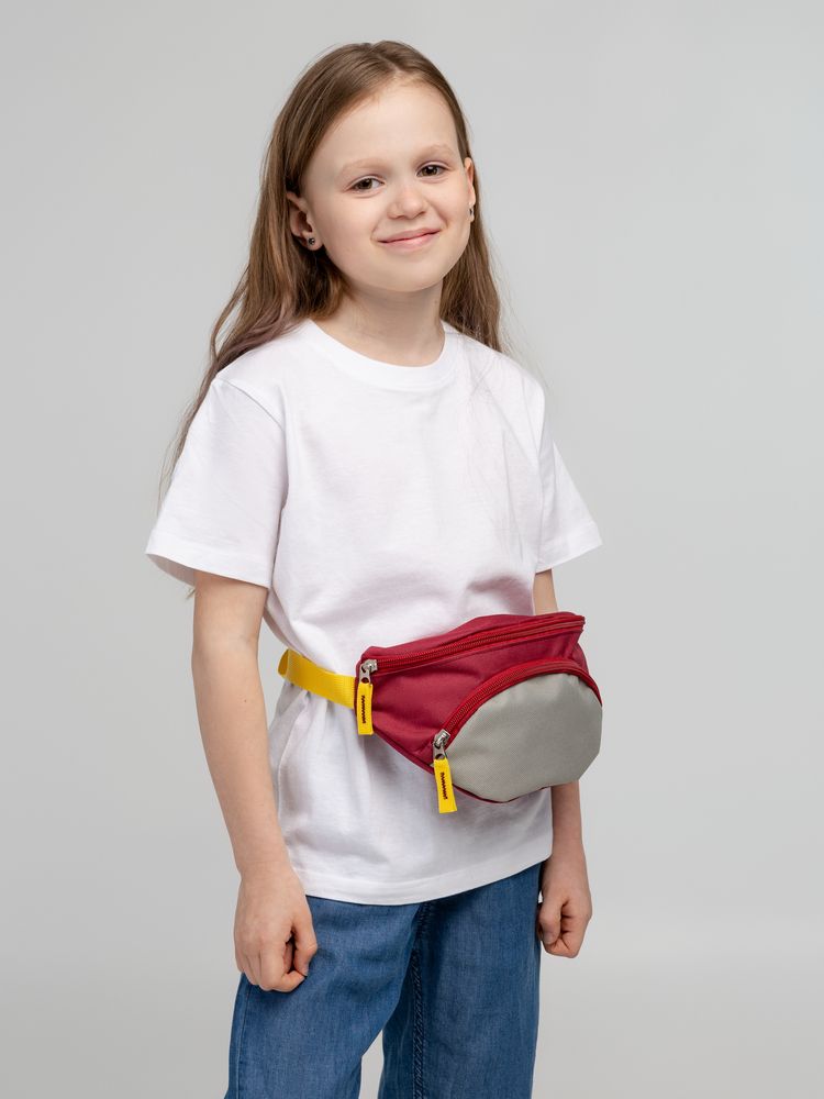 Поясная сумка детская Kiddo, бордовая с серым - купить оптом