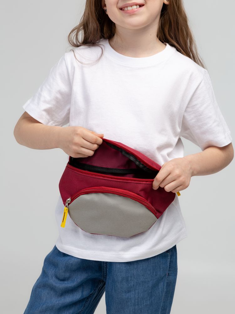 Поясная сумка детская Kiddo, бордовая с серым - купить оптом