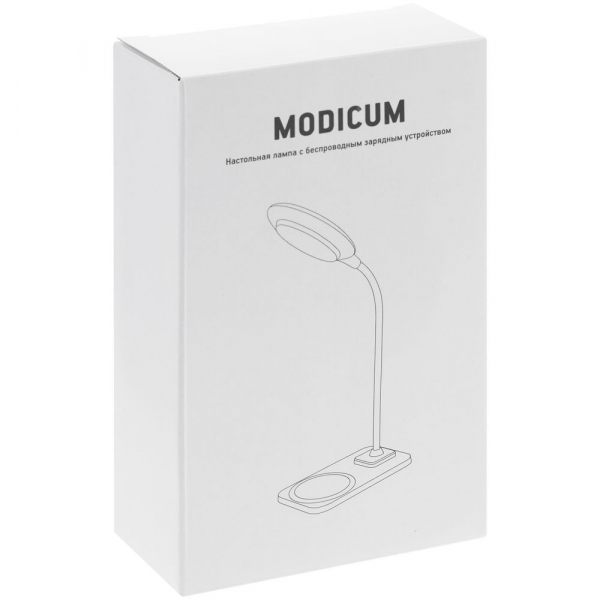 Настольная лампа с беспроводной зарядкой Modicum, белая - купить оптом