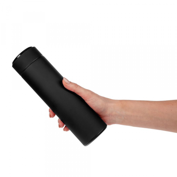 Смарт-бутылка с заменяемой батарейкой Long Therm Soft Touch, черная - купить оптом