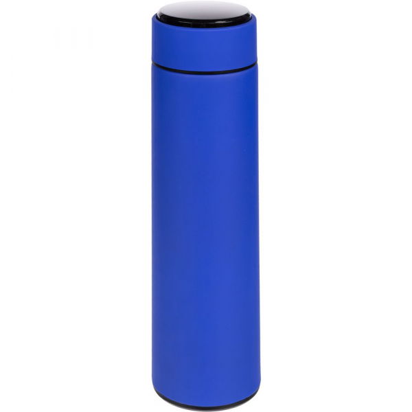Смарт-бутылка с заменяемой батарейкой Long Therm Soft Touch, синяя - купить оптом