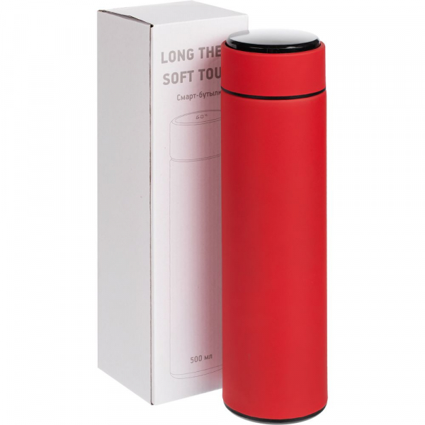 Смарт-бутылка с заменяемой батарейкой Long Therm Soft Touch, красная - купить оптом