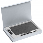 Коробка Silk с ложементом под ежедневник 13x21 см, флешку и ручку, серебристая, фото 2