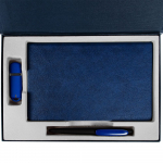 Коробка Silk с ложементом под ежедневник 13x21 см, флешку и ручку, синяя, фото 3