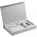 Коробка Silk с ложементом под ежедневник 10x16 см, аккумулятор и ручку, серебристая, фото 1