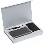Коробка Silk с ложементом под ежедневник 10x16 см, аккумулятор и ручку, серебристая, фото 2