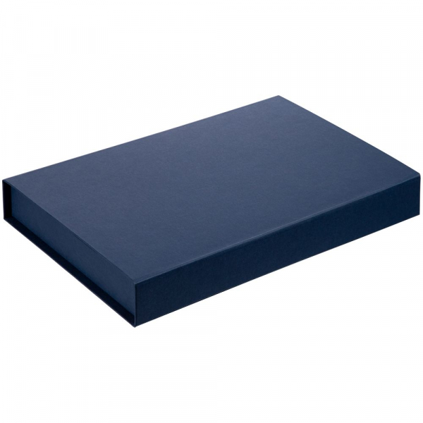 Коробка Silk с ложементом под ежедневник 10x16 см, аккумулятор и ручку, синяя - купить оптом