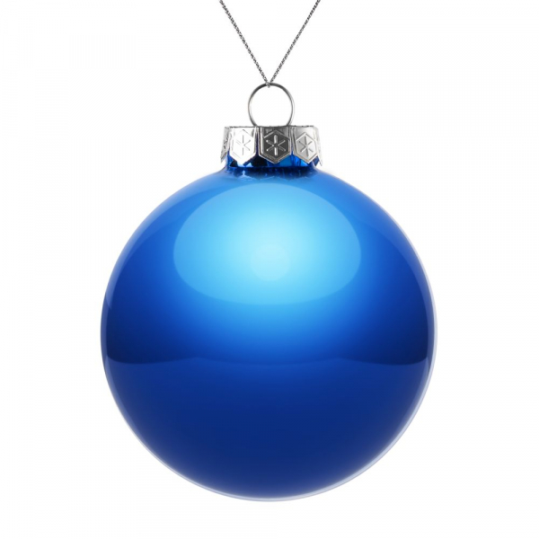 Елочный шар Finery Gloss, 10 см, глянцевый синий - купить оптом