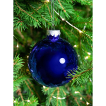 Елочный шар Finery Gloss, 10 см, глянцевый синий, фото 5