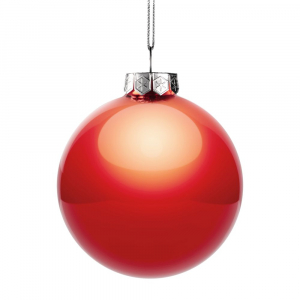 Елочный шар Finery Gloss, 10 см, глянцевый красный - купить оптом