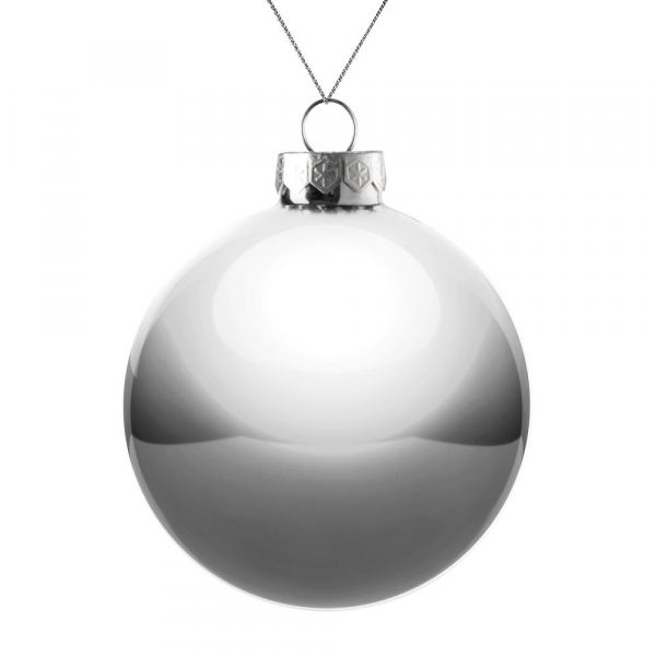 Елочный шар Finery Gloss, 10 см, глянцевый серебристый - купить оптом