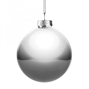 Елочный шар Finery Gloss, 10 см, глянцевый серебристый - купить оптом