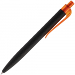 Ручка шариковая Prodir QS01 PRT-P Soft Touch, черная с оранжевым, фото 1