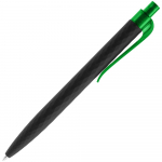 Ручка шариковая Prodir QS01 PRT-P Soft Touch, черная с зеленым, фото 2