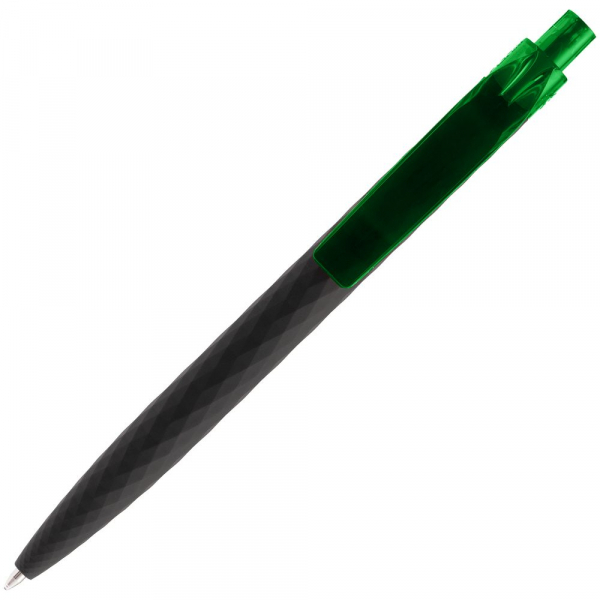 Ручка шариковая Prodir QS01 PRT-P Soft Touch, черная с зеленым - купить оптом