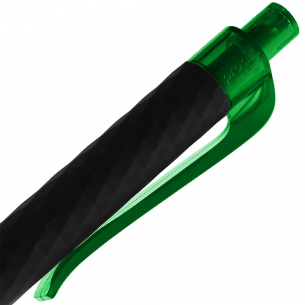 Ручка шариковая Prodir QS01 PRT-P Soft Touch, черная с зеленым - купить оптом