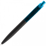 Ручка шариковая Prodir QS01 PRT-P Soft Touch, черная с голубым, фото 3