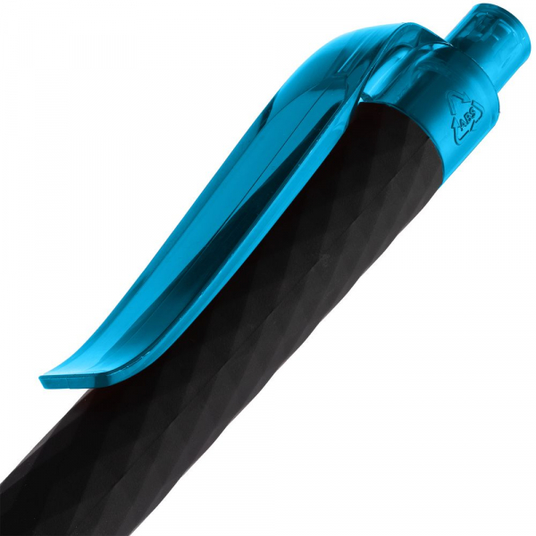 Ручка шариковая Prodir QS01 PRT-P Soft Touch, черная с голубым - купить оптом