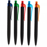Ручка шариковая Prodir QS01 PRT-P Soft Touch, черная с голубым, фото 6