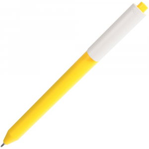 Ручка шариковая Pigra P03 Mat, желтая с белым - купить оптом