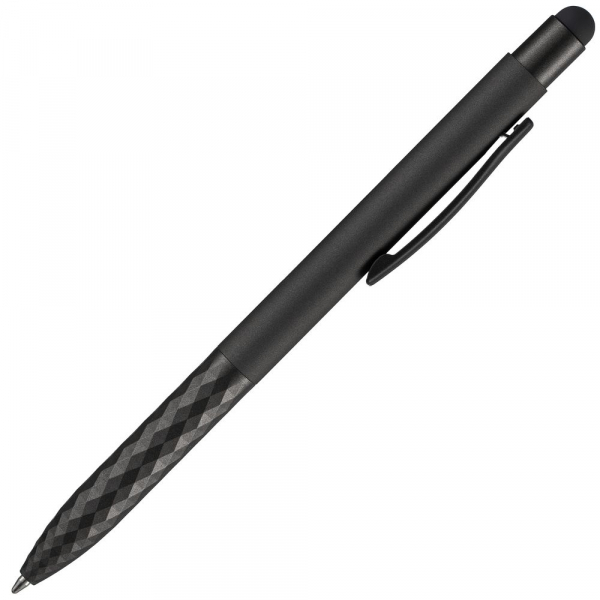 Ручка шариковая Digit Soft Touch со стилусом, черная - купить оптом