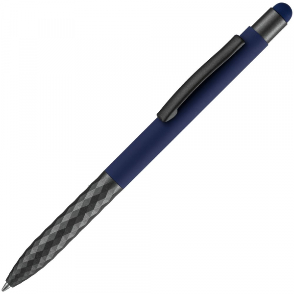 Ручка шариковая Digit Soft Touch со стилусом, синяя - купить оптом
