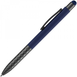 Ручка шариковая Digit Soft Touch со стилусом, синяя - купить оптом